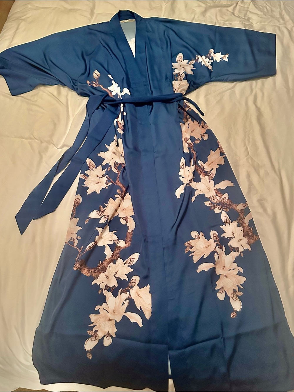 Blue Floral Kimono Robe